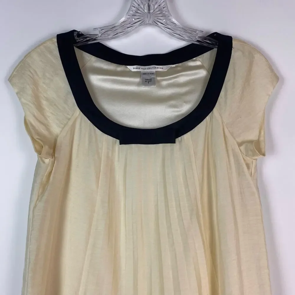 Diane von Furstenberg DVF Florence Silk Womens Babydoll Dress Ivory Black Sz 2 - Picture 4 of 11